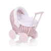 Carrozzina per Bambole Rattan Rosa Bianca
