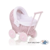 Carrozzina per Bambole Rattan Rosa Bianca