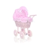 Carrozzina per Bambole Rattan Rosa Pois Bianchi Rosa Scuro