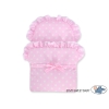 Carrozzina per Bambole Rattan Rosa Pois Bianchi Rosa Scuro