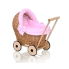Carrozzina Vimini Bambole Rosa Pois Bianchi