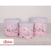 Cestino per i Giochi Doppia Faccia M Blu Rosa Grigio Stelle