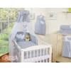 Completo Lenzuola con Baldacchino e Paracolpi 5 parti Grigio Pois Bianchi Cuori