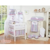 Completo Lenzuola Lettino con Baldacchino e Paracolpi 5 parti Lilla a Strisce Cuori