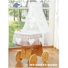 Culla con Baldacchino Piccole Ruote Biancheria Set Bianca Amelia