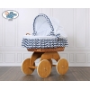 Culla con Biancheria Completa Vimini Bianca Blu Navy Hanna