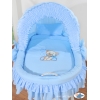 Culla con Cappotta e Ruote per Neonato Blu Nastro