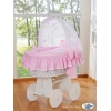 Culla con Cappotta Ruote Grandi Rosa Bianca Glamour