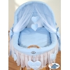 Culla con Cappottina Ruote Biancheria Set Blu Amelia
