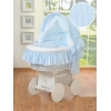 Culla con Cappottina Ruote Biancheria Set Blu Luca