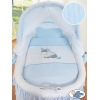 Culla con Cappottina Ruote Biancheria Set Blu Luca