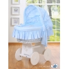 Culla con Cappottina Ruote Biancheria Set Blu Notte