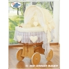 Culla con Cappottina Ruote Biancheria Set Creme Amelia