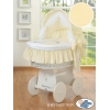 Culla con Cappottina Ruote Biancheria Set Creme Luca