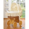 Culla con Cappottina Ruote Biancheria Set Creme Notte