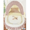 Culla con Cappottina Ruote Biancheria Set Marrone Nastro