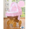 Culla con Cappottina Ruote Biancheria Set Rosa Luca