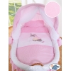 Culla con Cappottina Ruote Biancheria Set Rosa Luca
