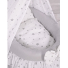 Culla con Velo Drappo in Vimini per Bambole Grigio Stelle
