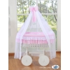 Culla con Velo Ruote Grandi Deluxe Rosa Bella