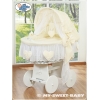 Culla di Vimini con Cappotta per Bambini Creme Amelia
