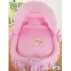 Culla di Vimini con Cappotta per Bambini Rosa Nastro