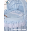 Culla in Vimini con Cappottina e Ruote Blu Little Prince/Princess
