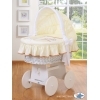 Culla in Vimini con Cappottina e Ruote Creme Barnaba