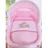 Culla in Vimini con Cappottina e Ruote Rosa Barnaba