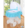Culla in Vimini con Cappottina e Ruote Turchese Gufi