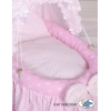 Culla in Vimini con Cappottina per le Bambole Rosa Pois Bianchi