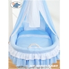 Culla in Vimini con Drappo e Ruote Blu Bella