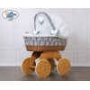 Culla in Vimini e Legno con Cappottina Marina Cuori