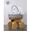Culla in Vimini e Legno con Cappottina Marina Cuori