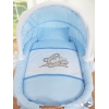 Culla in Vimini per Neonato Set di Biancheria Blu
