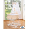 Culla Neonato Rotelle e Baldacchino Beige Gufi