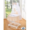 Culla Neonato Rotelle e Baldacchino Beige Gufi