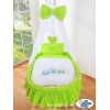 Culla Neonato Rotelle e Baldacchino Verde Gufi