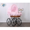 Culla Neonato Stile Vintage Retrò Vimini Rosa Vittoria per Ragazze