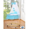 Culla per Bambini Piccole Ruote Velo Turchese Gufi