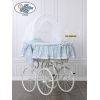 Culla Retrò per Neonato Ruote Cappottina Bianca Blu Jasmine