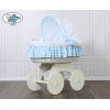 Culla XXL in Vimini con Base in Legno Bianca Blu Hanna