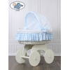 Culla XXL in Vimini con Base in Legno Bianca Blu Hanna