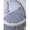 Culla XXL in Vimini con Base in Legno Bianca Blu Navy Hanna