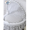 Culla XXL in Vimini con Base in Legno Bianca Grigio Hanna