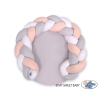 Cuscino Imbottito Tappetino e Treccia 2 in 1 Bianca Grigio Rosa Cipria