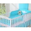 Lenzuola per Lettino Neonato 2 parti Turchese Pois Bianchi Cuori