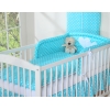 Lenzuola per Lettino Neonato 2 parti Turchese Pois Bianchi Cuori
