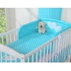 Lenzuola per Lettino Neonato 2 parti Turchese Pois Bianchi Cuori