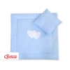 Lenzuolino Carrozzina 2 parti Blu Pois Bianchi Cuori